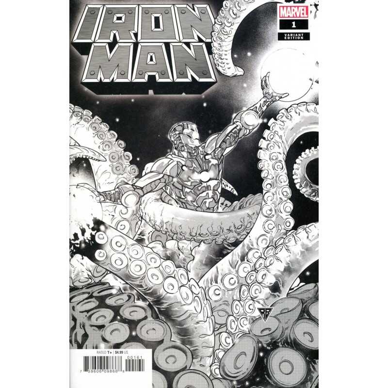 Marvel - IRON MAN (2020) # 1 R. B. SILVA B&W VARIANT